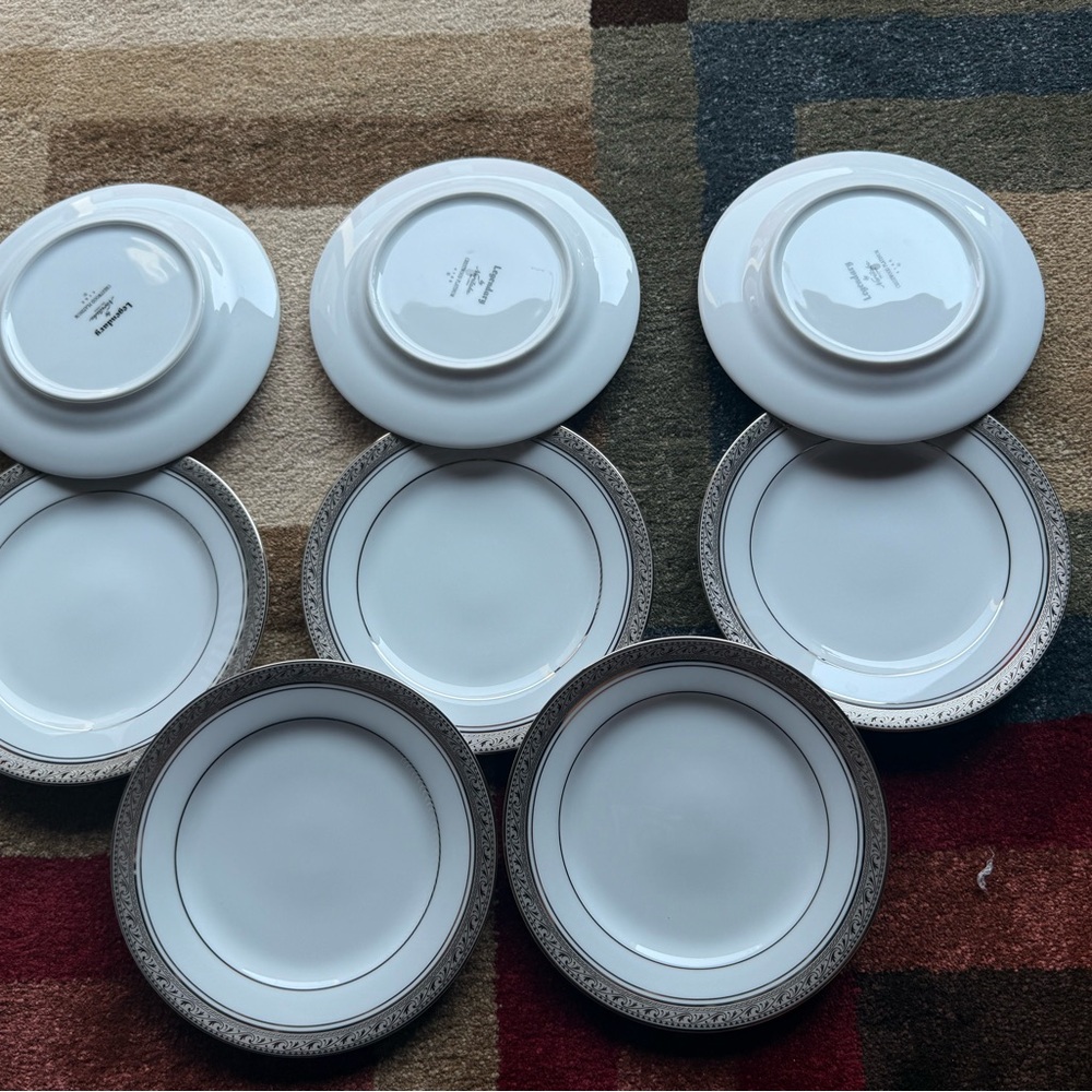 Noritake White and Silver Dinnerware Set